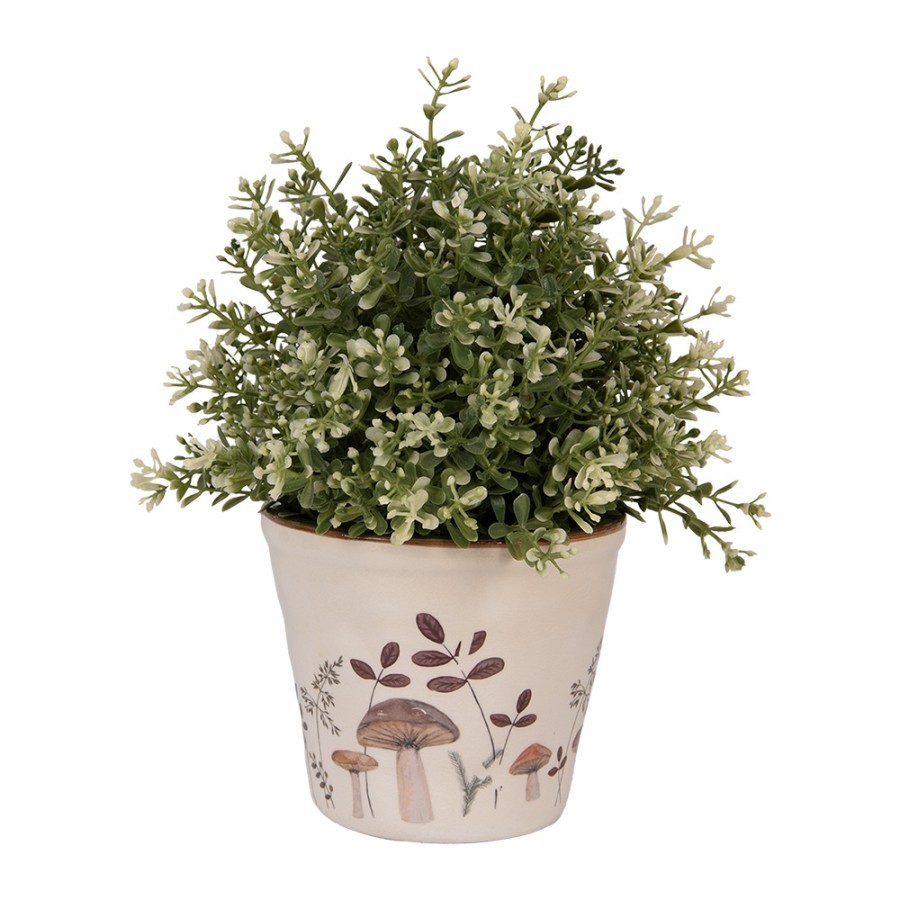 Béžový obal na květináč s houbičkami Little Forest Jewels S - Ø 12*11 cm