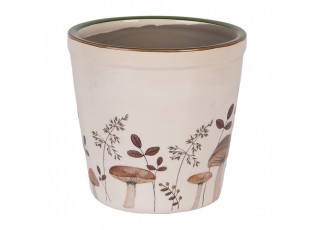 Béžový obal na květináč s houbičkami Little Forest Jewels M - Ø 15*14 cm