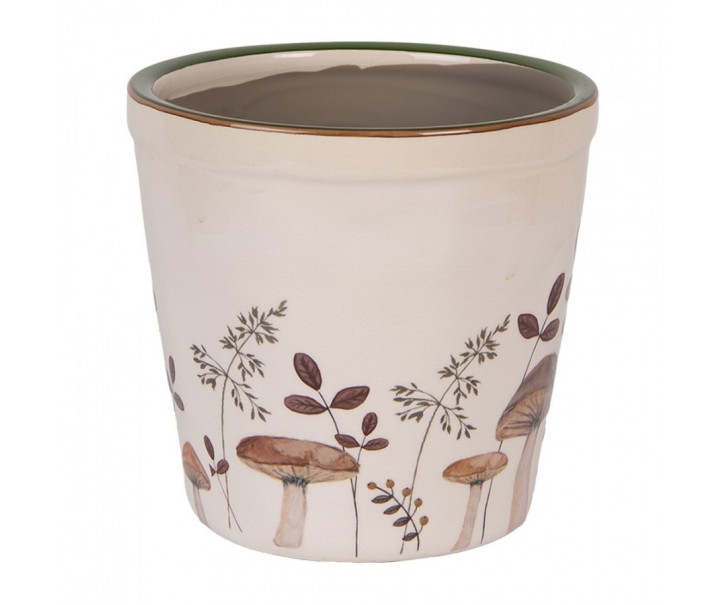 Béžový obal na květináč s houbičkami Little Forest Jewels M - Ø 15*14 cm