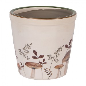 Béžový obal na květináč s houbičkami Little Forest Jewels M - Ø 15*14 cm