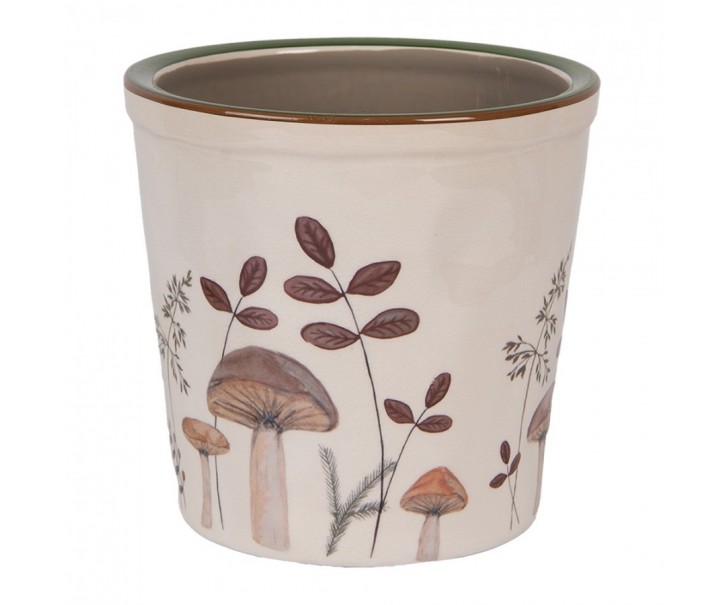 Béžový obal na květináč s houbičkami Little Forest Jewels L - Ø 17*16 cm