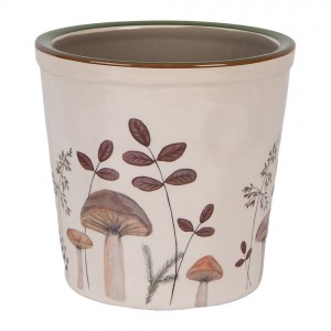 Béžový obal na květináč s houbičkami Little Forest Jewels L - Ø 17*16 cm