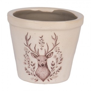 Béžový obal na květináč s jelenem Gentle Wilderness XS - Ø 8*7 cm