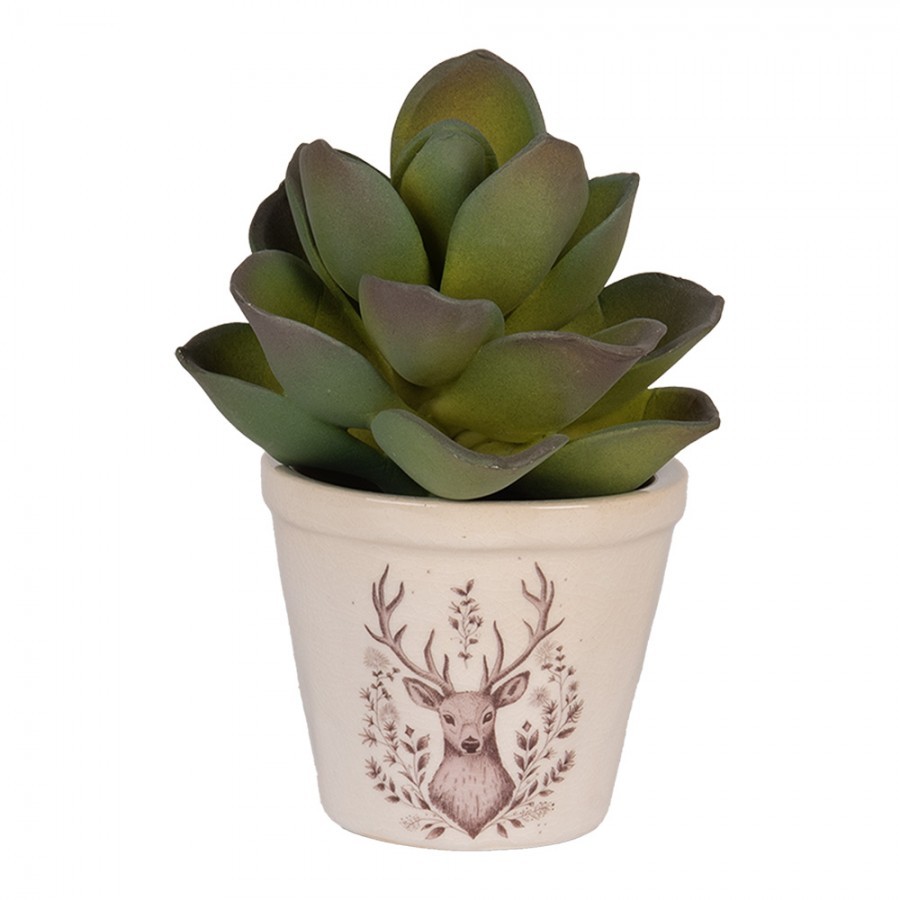 Béžový obal na květináč s jelenem Gentle Wilderness XS - Ø 8*7 cm