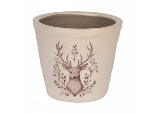 Béžový obal na květináč s jelenem Gentle Wilderness S - Ø 12*11 cm