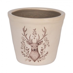 Béžový obal na květináč s jelenem Gentle Wilderness S - Ø 12*11 cm