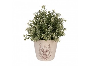 Béžový obal na květináč s jelenem Gentle Wilderness S - Ø 12*11 cm