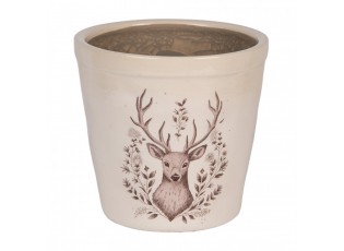 Béžový obal na květináč s jelenem Gentle Wilderness M - Ø 15*14 cm