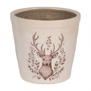 Béžový obal na květináč s jelenem Gentle Wilderness M - Ø 15*14 cm