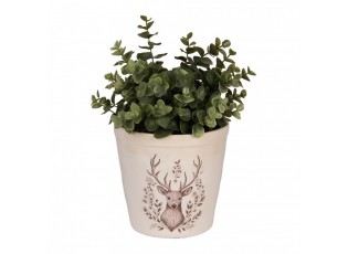 Béžový obal na květináč s jelenem Gentle Wilderness M - Ø 15*14 cm