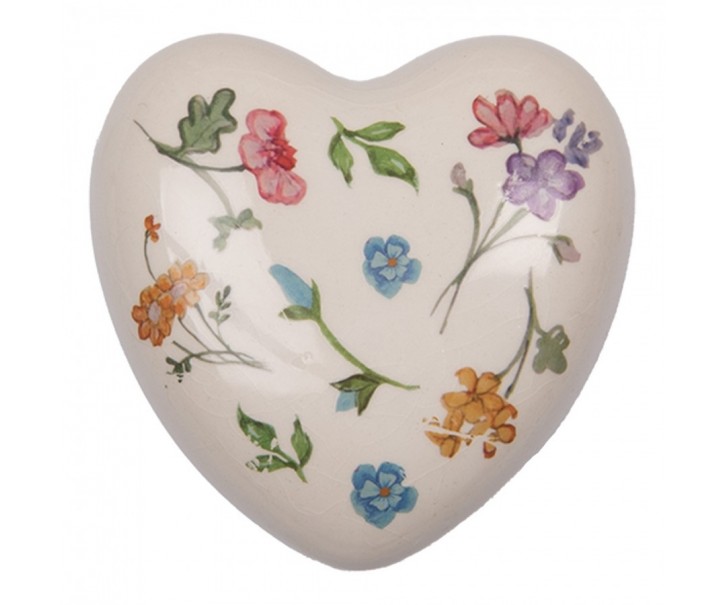 Keramické srdce s květinami Colourful Flower - 12*12*4 cm Clayre & Eef