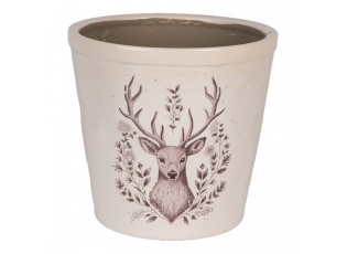 Béžový obal na květináč s jelenem Gentle Wilderness XL - Ø 21*20 cm