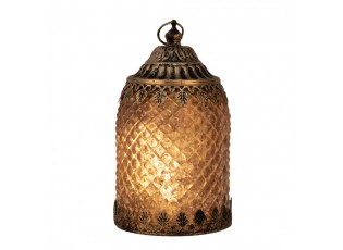 Hnědá skleněná svítící LED lucerna Balli - Ø 10*16 cm 