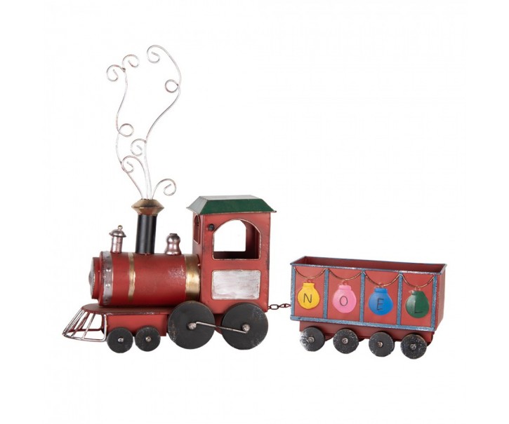 Červená kovová dekorace vláček Locomotive - 63*15*38/50 cm