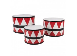 3ks kovový dekorační buben Christmas Drum - Ø 47*32 / Ø 39*28 / Ø 31*22 cm
