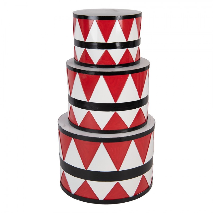 3ks kovový dekorační buben Christmas Drum - Ø 47*32 / Ø 39*28 / Ø 31*22 cm
