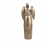 Zlatá antik kovová veliká dekorace anděl se srdcem Christmas Angel - 36*15*100 cm