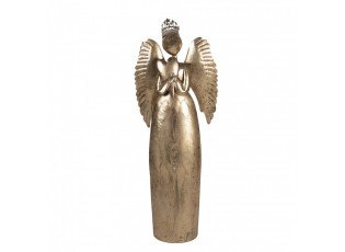 Zlatá antik kovová veliká dekorace anděl se srdcem Christmas Angel - 36*15*100 cm