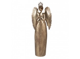 Zlatá antik kovová veliká dekorace anděl se srdcem Christmas Angel - 52*22*144 cm
