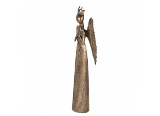 Zlatá antik kovová veliká dekorace anděl se srdcem Christmas Angel - 52*22*144 cm