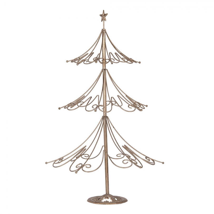 Zlatá antik kovová dekorace stromek Christmas tree - Ø 46*75 cm