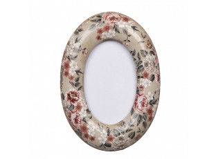 Oválný fotorámeček s keramickým okrajem s květy Floria - 13*3*18 cm / 9*13 cm