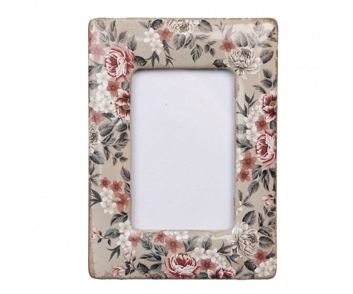 Fotorámeček s keramickým okrajem s květy Floria - 13*2*18 cm / 9*13 cm