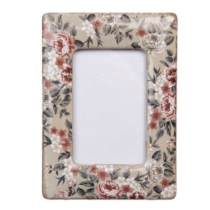 Fotorámeček s keramickým okrajem s květy Floria - 13*2*18 cm / 9*13 cm