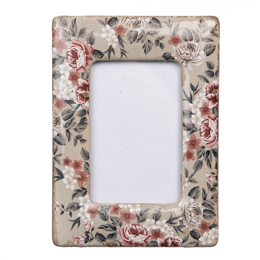 Fotorámeček s keramickým okrajem s květy Floria - 13*2*18 cm / 9*13 cm