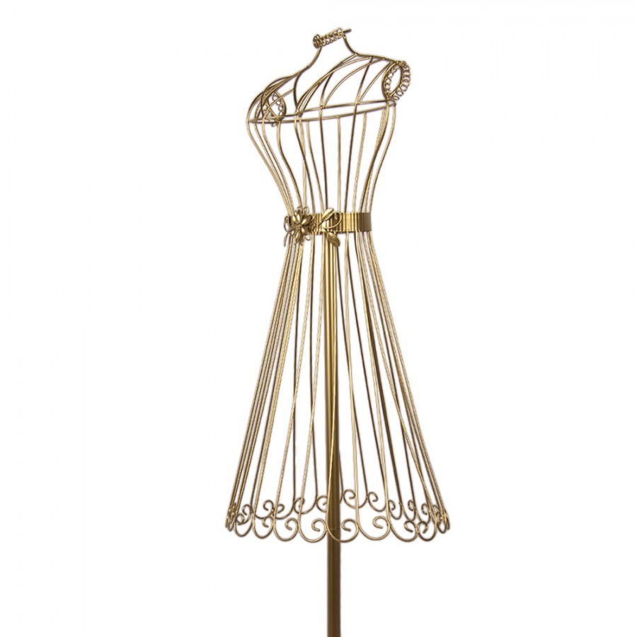 Zlatá kovová figurína se zdobnými šaty Mannequin - 42*36*142 cm