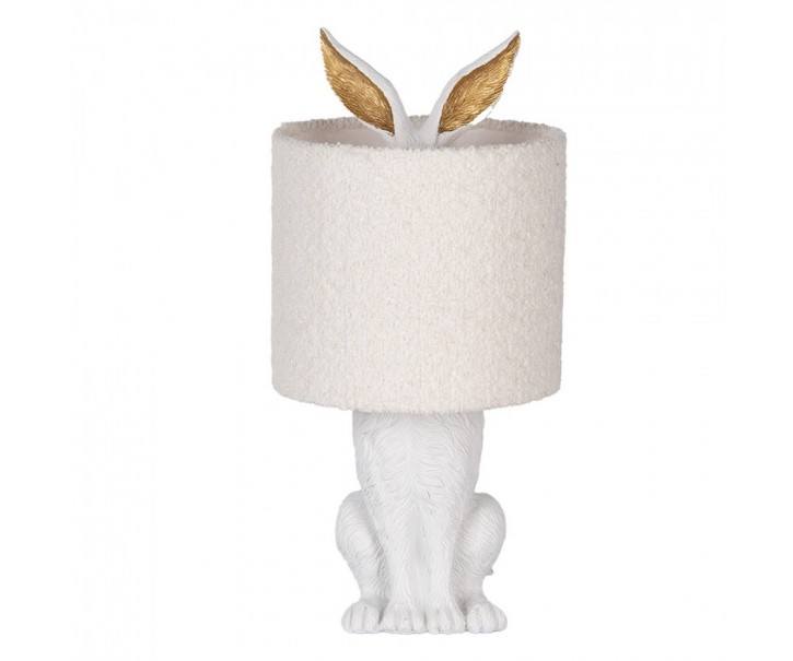 Bílá stolní lampa králík s chlupatým stínidlem Rabbi - Ø 20*43 cm E27/ma* 1*60W