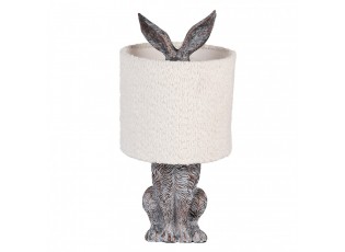 Šedá stolní lampa králík s bílým chlupatým stínidlem Rabbi - Ø 20*43 cm / E27