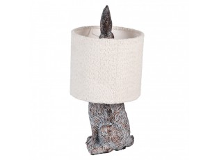 Šedá stolní lampa králík s bílým chlupatým stínidlem Rabbi - Ø 20*43 cm / E27