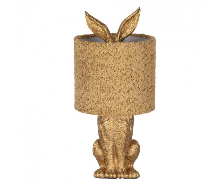 Zlatá stolní lampa králík s chlupatým stínidlem Rabbi - Ø 20*43 cm E27/ma* 1*60W Clayre & Eef
