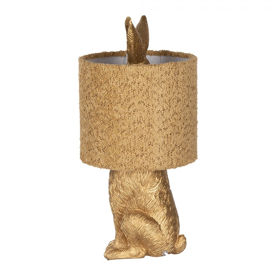 Zlatá stolní lampa králík s chlupatým stínidlem Rabbi - Ø 20*43 cm E27/ma* 1*60W