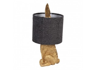 Zlatá stolní lampa králík s chlupatým šedým stínidlem Rabbi - Ø 20*43 cm / E27