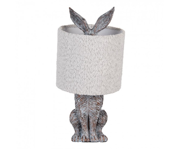 Šedá stolní lampa králík s chlupatým stínidlem Rabbi - Ø 20*43 cm E27/ma* 1*60W