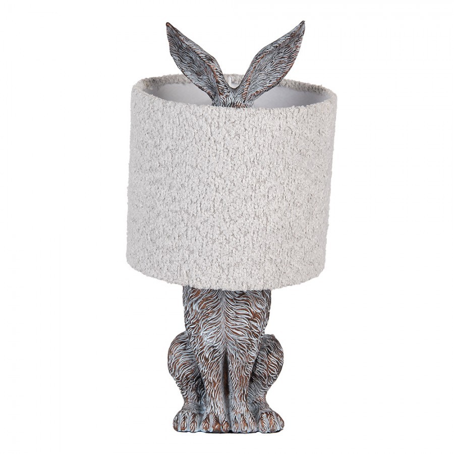 Šedá stolní lampa králík s chlupatým stínidlem Rabbi - Ø 20*43 cm E27/ma* 1*60W
