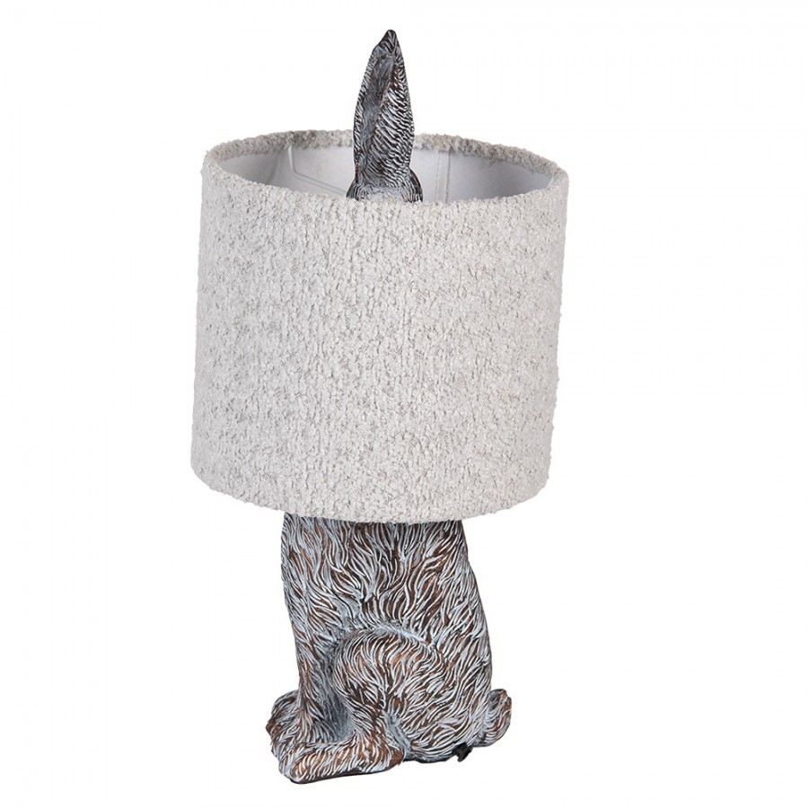 Šedá stolní lampa králík s chlupatým stínidlem Rabbi - Ø 20*43 cm E27/ma* 1*60W