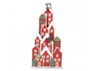 Červená kovová dekorace domky Amsterdam - 28*8*56 cm