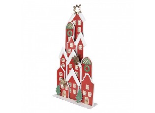 Červená kovová dekorace domky Amsterdam - 28*8*56 cm