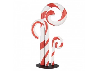 Červeno-bílá kovová dekorace lízátka Candy Cane - 24*11*46 cm
