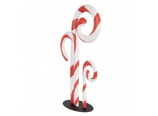 Červeno-bílá kovová dekorace lízátka Candy Cane - 24*11*46 cm