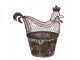 Hnědý plechový box s drátěnou slepičkou Chicken - 39*39*25 cm