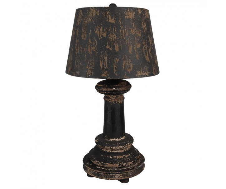Černá antik dřevěno-kovová stolní lampa Nathalie - Ø 35*64 cm E27/ma* 1*60W