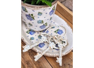 Keramický oválný podnos s květy hortenzie Lilla - 25*18*2 cm