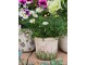 Béžovo-zelený obal na květináč s růžovými květy Rustic Flower S - Ø 13*12 cm Clayre & Eef