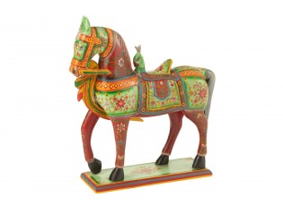 Dřevěná barevná dekorace kůň Mumbai Mango wood - 55*15*58 cm