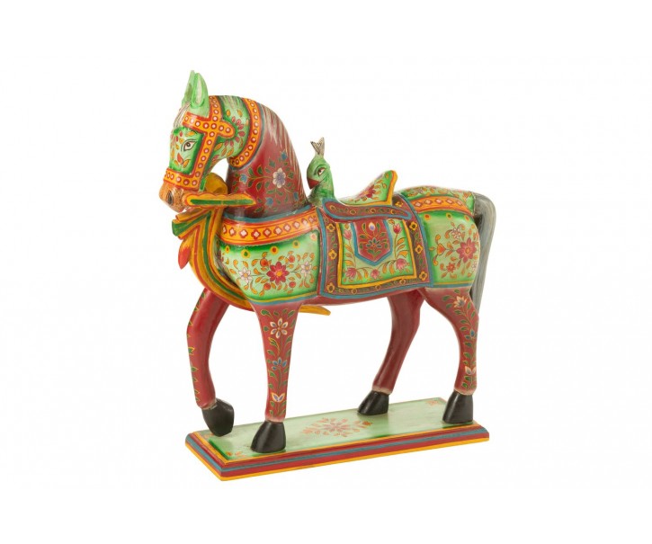 Dřevěná barevná dekorace kůň Mumbai Mango wood - 55*15*58 cm J-Line by Jolipa
