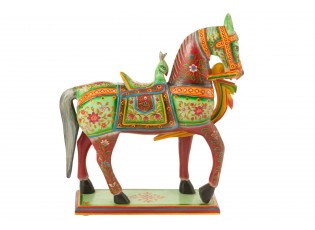 Dřevěná barevná dekorace kůň Mumbai Mango wood - 55*15*58 cm